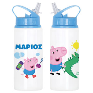 Μπουκάλι νερού με καλαμάκι λευκό “George from peppa pig”