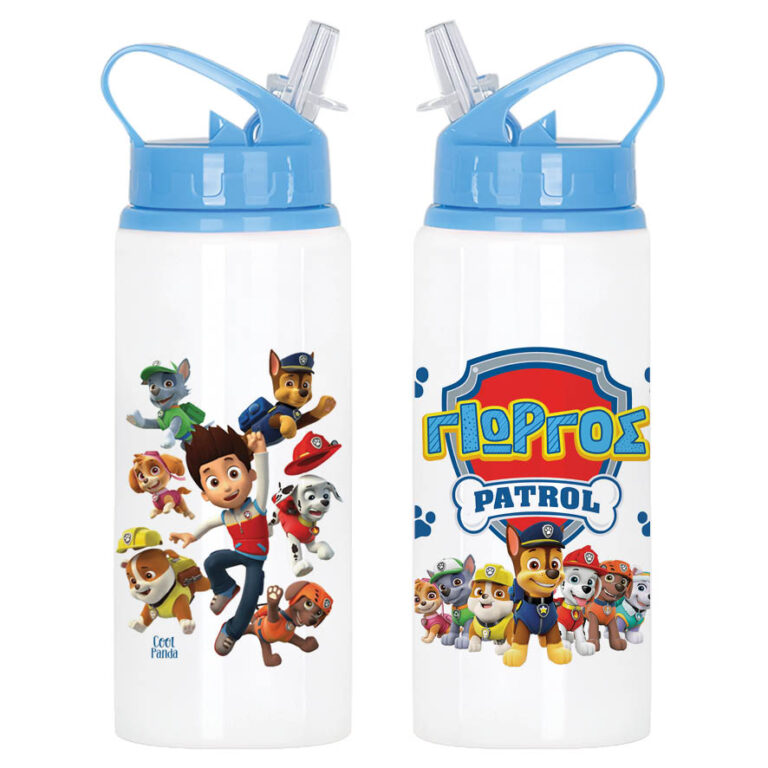 Μπουκάλι νερού με καλαμάκι λευκό “Paw Patrol”