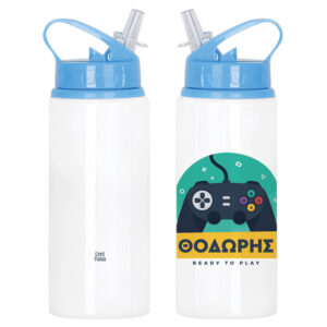 Μπουκάλι νερού με καλαμάκι λευκό “Playstation”