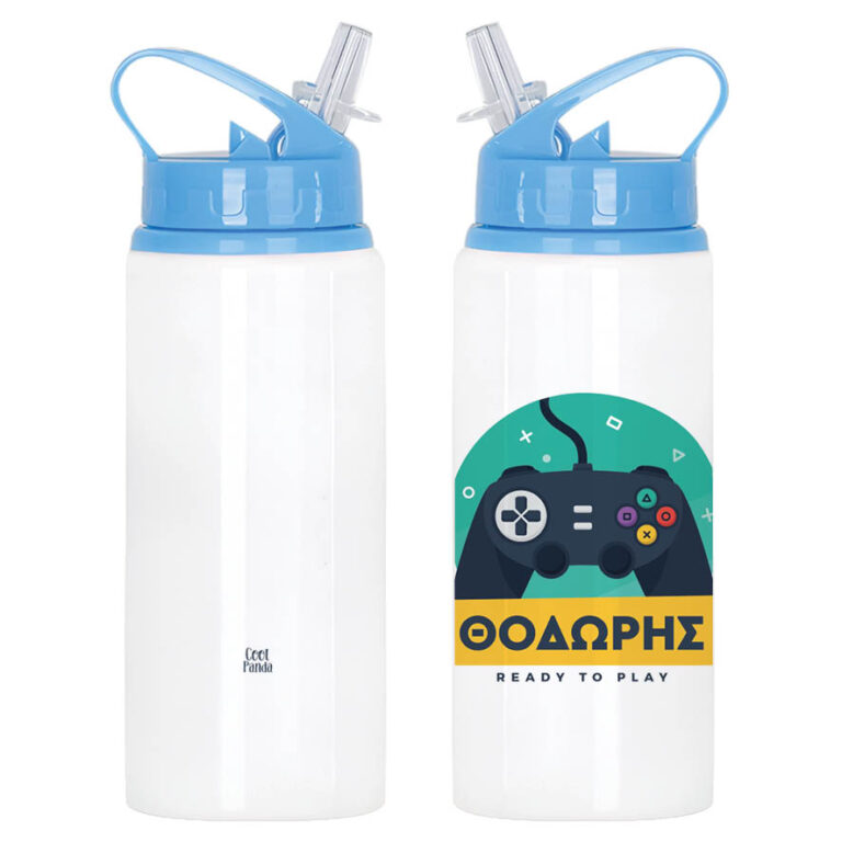 Μπουκάλι νερού με καλαμάκι λευκό “Playstation”