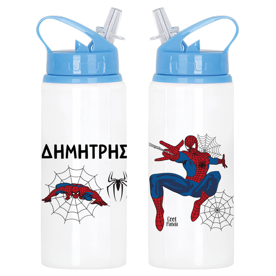 Μπουκάλι νερού με καλαμάκι λευκό “Spiderman”