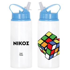 Μπουκάλι νερού με καλαμάκι λευκό “Rubik”
