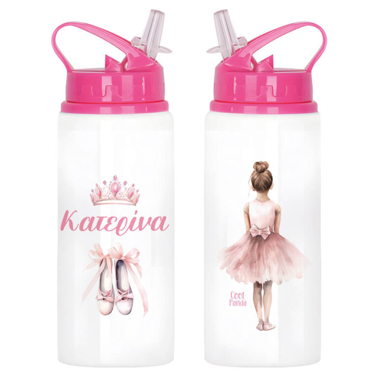 Μπουκάλι νερού με καλαμάκι λευκό “Μπαλαρίνα”