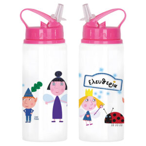 Μπουκάλι νερού με καλαμάκι λευκό “Ben and Holly”