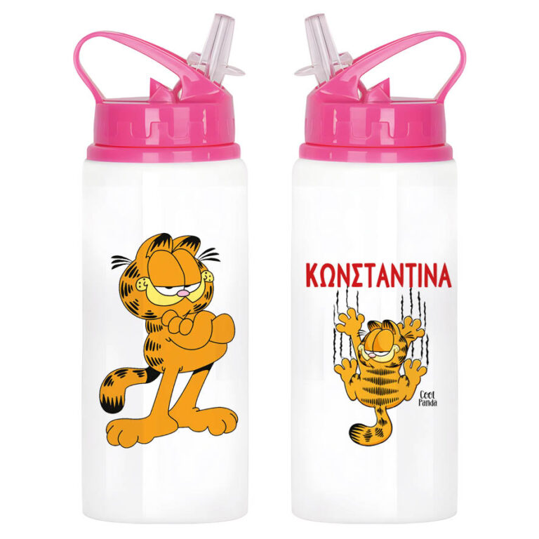 Μπουκάλι νερού με καλαμάκι λευκό “Garfield”