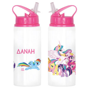 Μπουκάλι νερού με καλαμάκι λευκό “My little ponny”