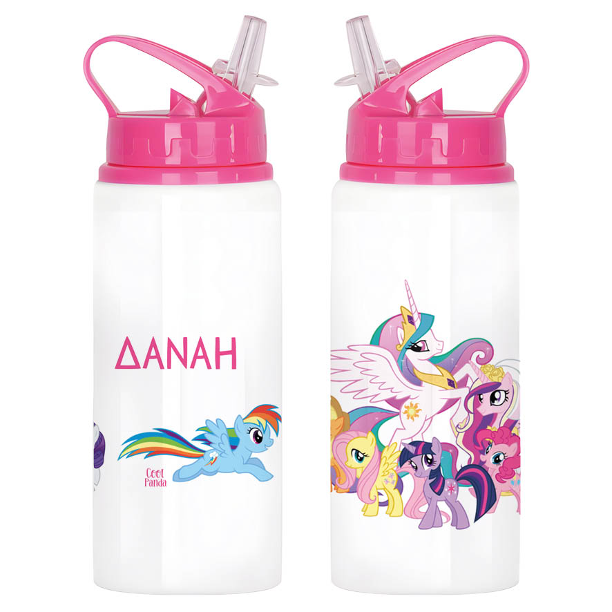 Μπουκάλι νερού με καλαμάκι λευκό “My little ponny”