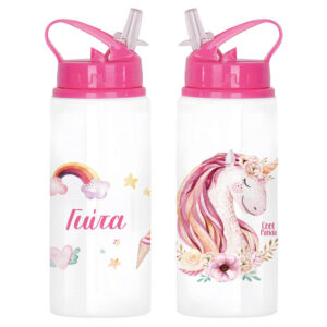Μπουκάλι νερού με καλαμάκι λευκό “Unicorn”