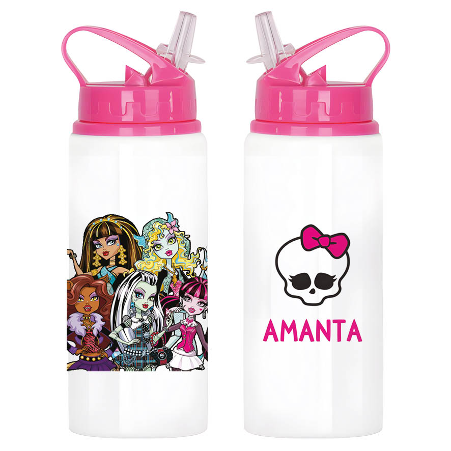 Μπουκάλι νερού με καλαμάκι λευκό “Monster High”