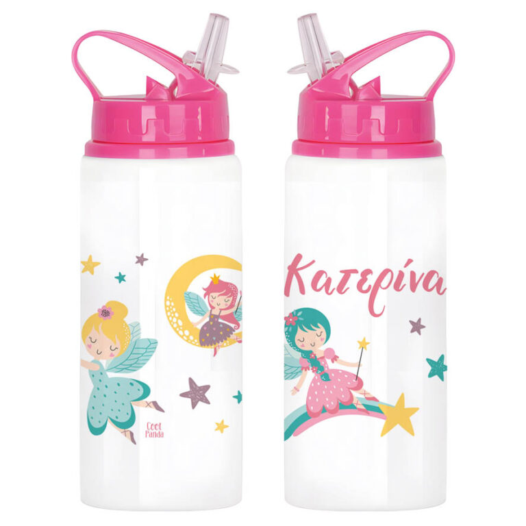 Μπουκάλι νερού με καλαμάκι λευκό “Dreaming Fairies”