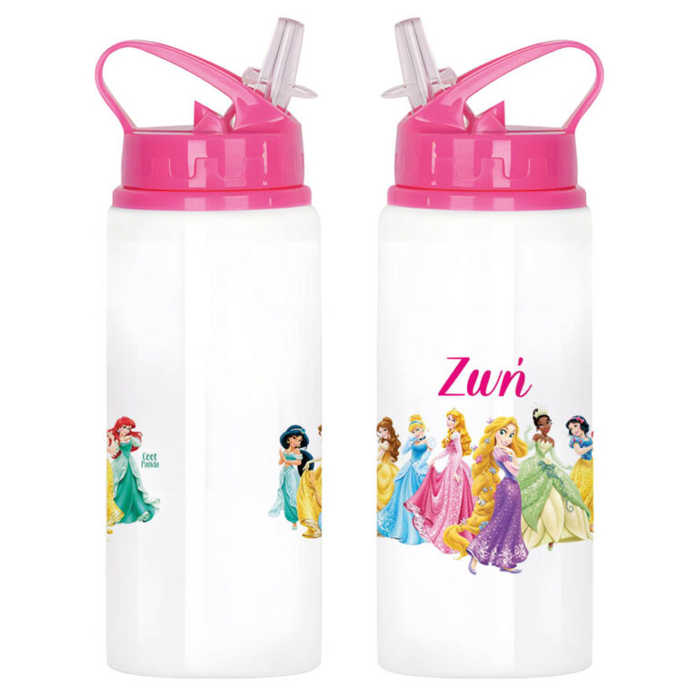 Μπουκάλι νερού με καλαμάκι λευκό “Πριγκίπισσες”