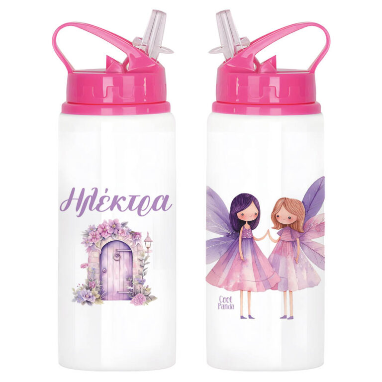 Μπουκάλι νερού με καλαμάκι λευκό “Νεραϊδούλες”