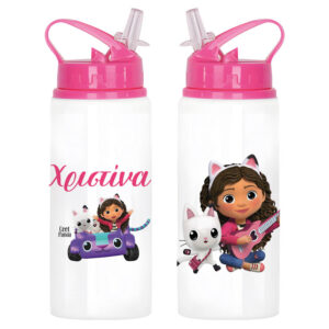 Μπουκάλι νερού με καλαμάκι λευκό “Το κουκλόσπιτο της Gabby”