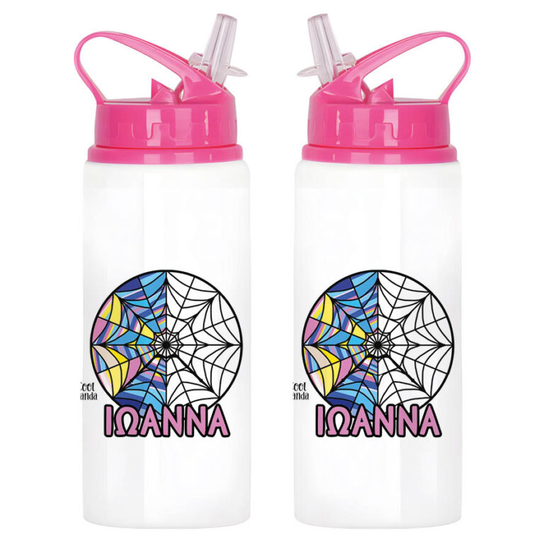 Μπουκάλι νερού με καλαμάκι λευκό “Ιστός Wednesday”