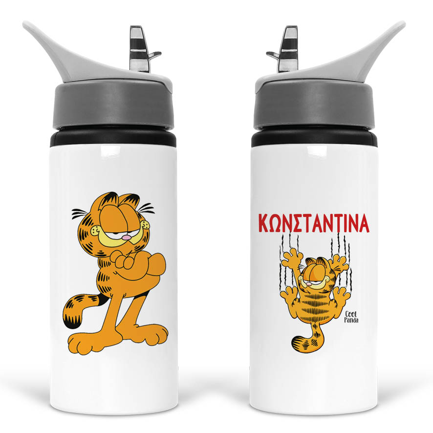 Μπουκάλι νερού με καλαμάκι λευκό “Garfield”