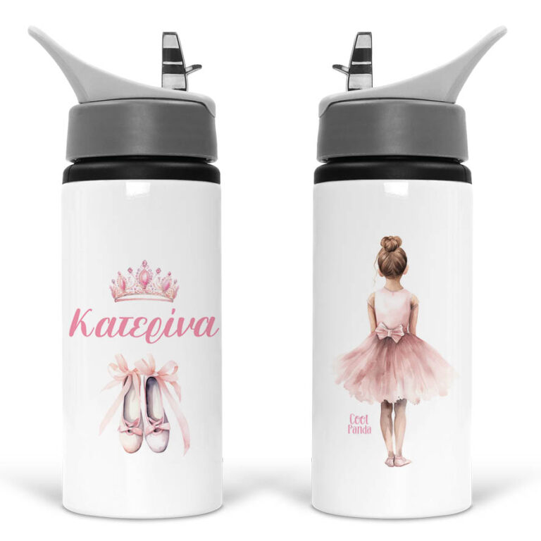 Μπουκάλι νερού με καλαμάκι λευκό “Μπαλαρίνα”