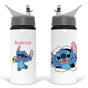 Μπουκάλι νερού με καλαμάκι λευκό “Stitch”
