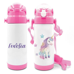 Μπουκάλι νερού θερμός με καλαμάκι “Μωρό Μονόκερος”