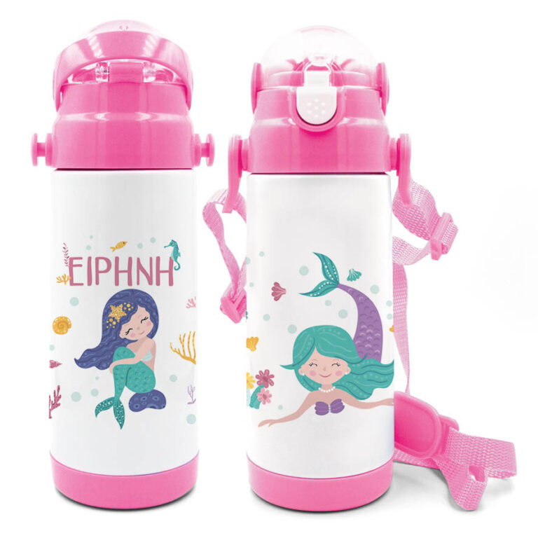 Μπουκάλι νερού θερμός με καλαμάκι “Μωβ Γοργόνες”