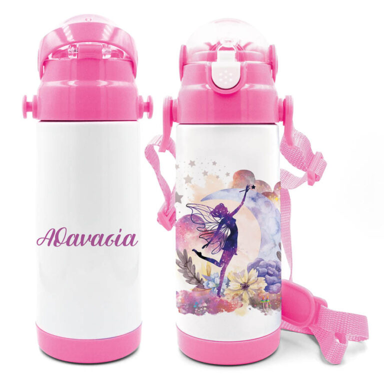 Μπουκάλι νερού θερμός με καλαμάκι “Μωβ Νεράιδα”