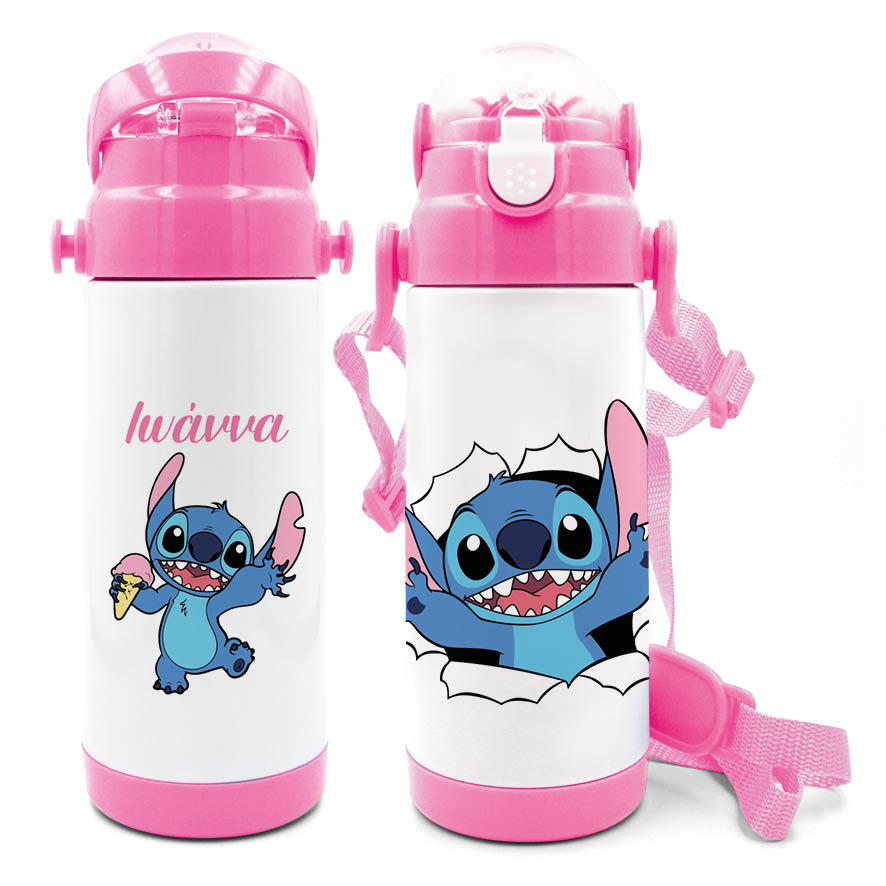 Μπουκάλι νερού θερμός με καλαμάκι “Stitch”