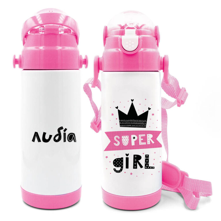 Μπουκάλι νερού θερμός με καλαμάκι “Super Girl”