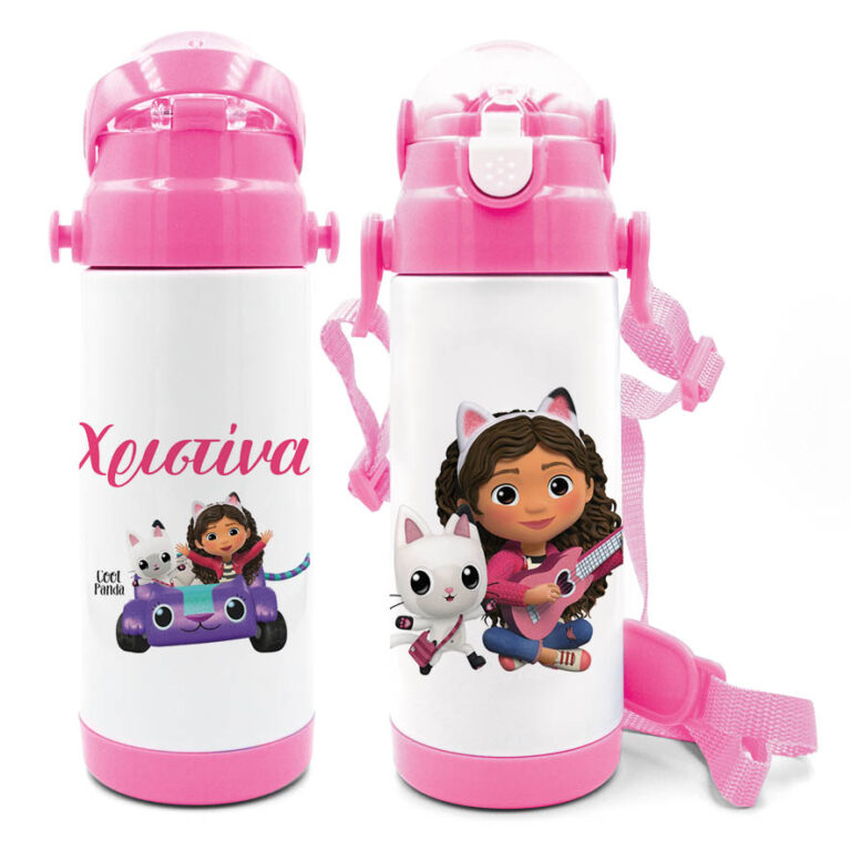 Μπουκάλι νερού θερμός με καλαμάκι “Το κουκλόσπιτο της Gabby”