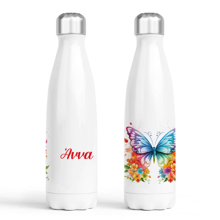 Μπουκάλι νερού θερμός λευκό “Floral Πεταλούδα”
