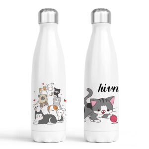 Μπουκάλι νερού θερμός λευκό “Γατούλες και σκυλάκια”