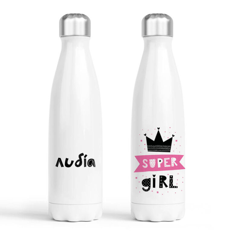 Μπουκάλι νερού θερμός λευκό “Super Girl”