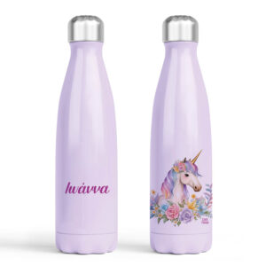 Μπουκάλι νερού θερμός μωβ “Floral Μονόκερος”
