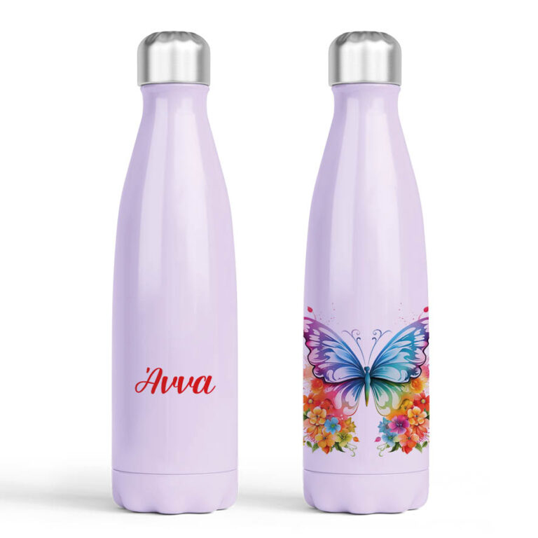 Μπουκάλι νερού θερμός μωβ “Floral Πεταλούδα”