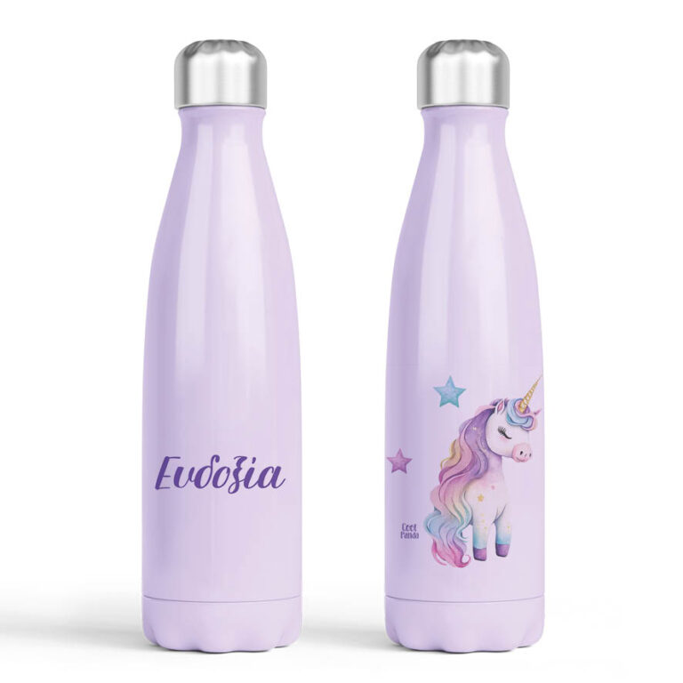 Μπουκάλι νερού θερμός μωβ “Μωρό Μονόκερος”