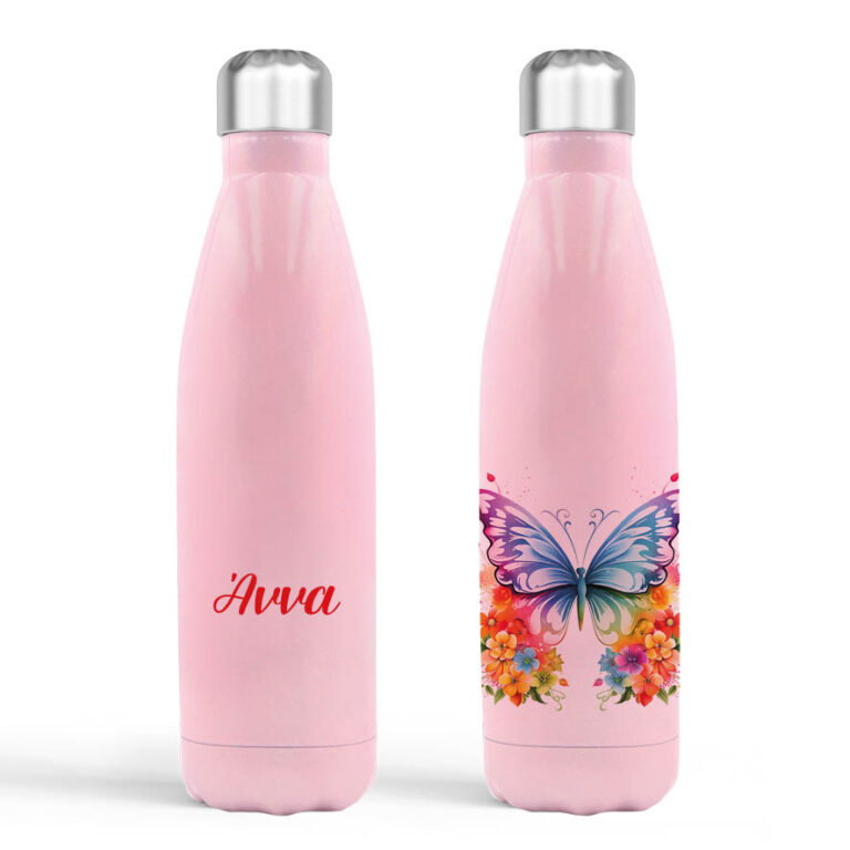 Μπουκάλι νερού θερμός ροζ “Floral Πεταλούδα”