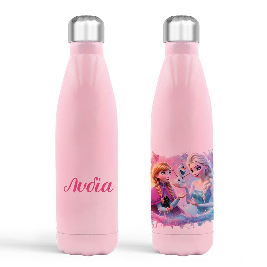 Μπουκάλι νερού θερμός ροζ “Frozen Elsa & Anna”