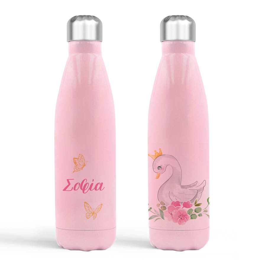 Μπουκάλι νερού θερμός ροζ “Κύκνος”
