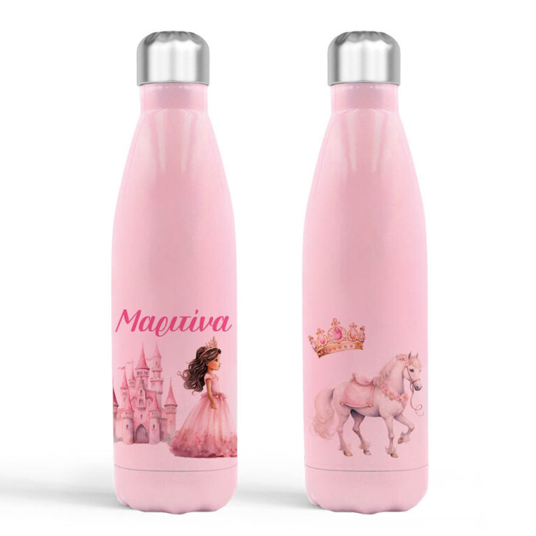 Μπουκάλι νερού θερμός ροζ “Πριγκίπισσα με κάστρο”