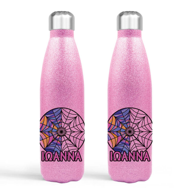Μπουκάλι νερού θερμός Ροζ Glitter “Ιστός Wednesday”