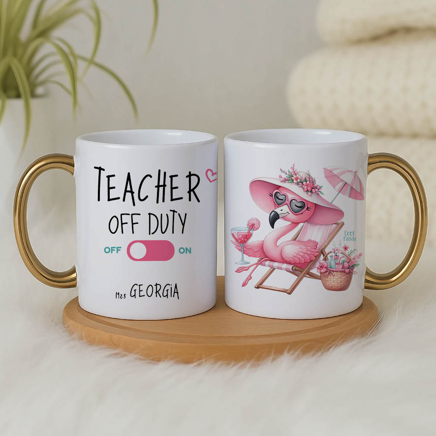 Κούπα “Teacher off duty floral flamingo”