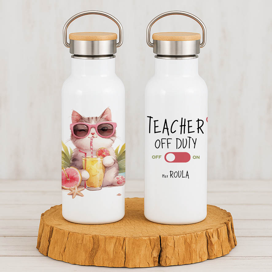 Θερμός Ανοξείδωτο 500ml “Teacher off duty Γάτα”