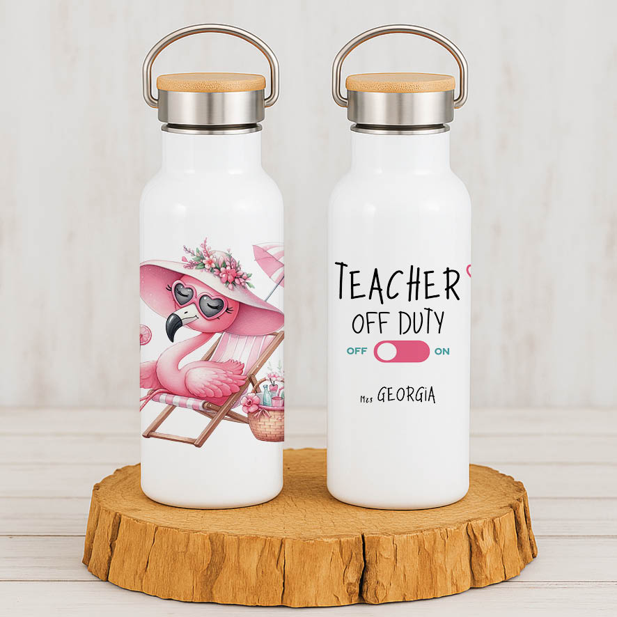 Θερμός Ανοξείδωτο 500ml “Teacher off duty floral flamingo”