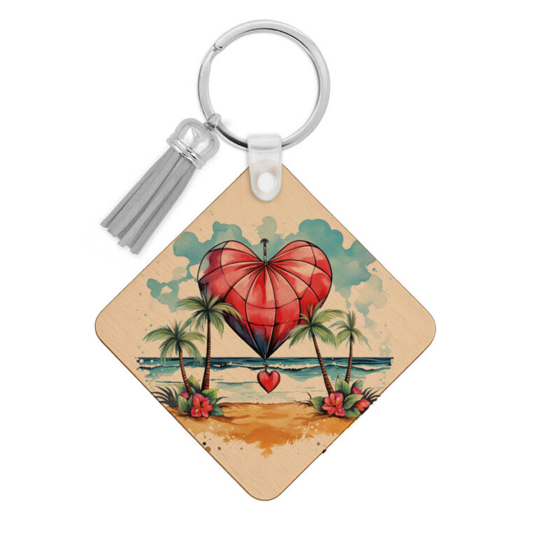 Ξύλινο Μπρελόκ για τη δασκάλα “Αερόστατο καρδιά”