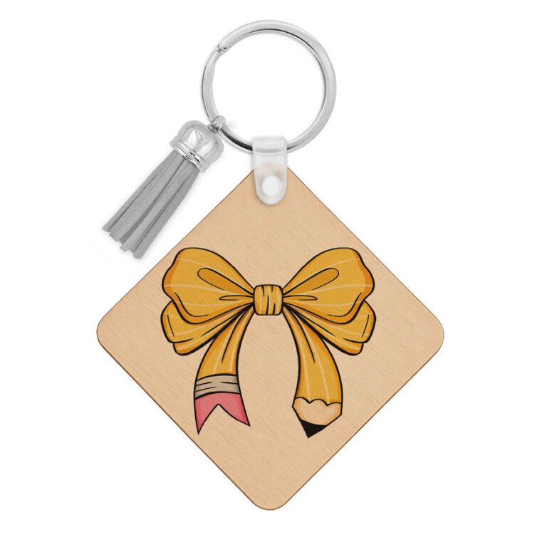 Ξύλινο Μπρελόκ για τη δασκάλα “Bow pencil”