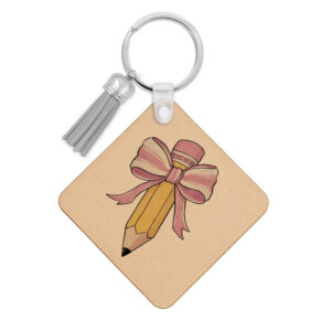 Ξύλινο Μπρελόκ για τη δασκάλα “Μολύβι με φιόγκο”