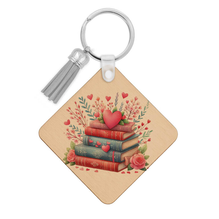 Ξύλινο Μπρελόκ για τη δασκάλα “Βιβλία με καρδιά”