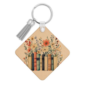 Ξύλινο Μπρελόκ για τη δασκάλα “Βιβλία floral”