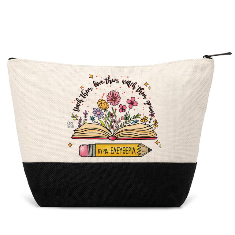 Νεσεσέρ για τη δασκάλα “Βιβλίο και Μολύβι floral” μαύρο