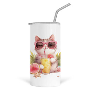 Ποτήρι Θερμός με καλαμάκι 480ml “Teacher off duty Γάτα”