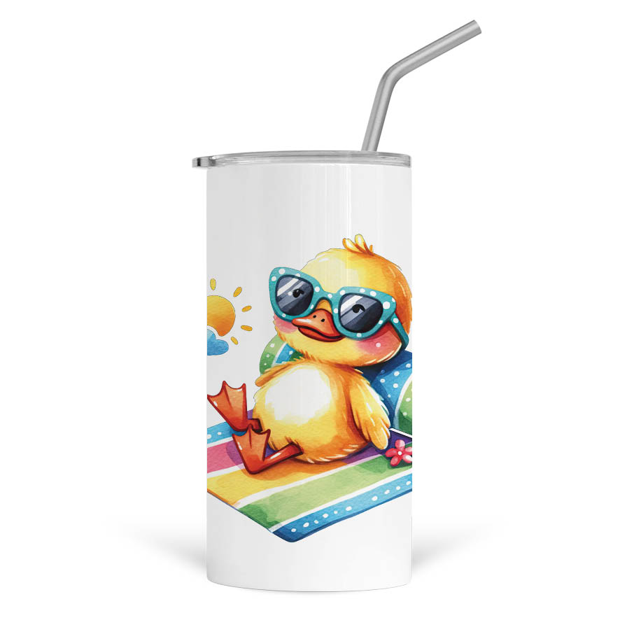 Ποτήρι Θερμός με καλαμάκι 480ml “Teacher off duty Παπάκι”