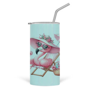 Ποτήρι Θερμός με καλαμάκι 480ml δασκάλα εκτός υπηρεσίας “Floral flamingo”